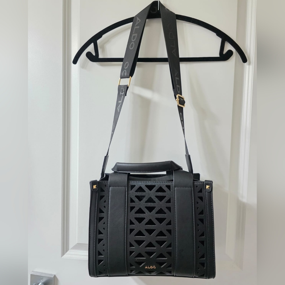 ⛔️ SOLD - Aldo Black Crossbody / Tote Bag Cutout Pattern